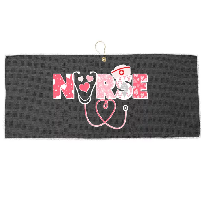 Valentine's Day Nurse Love Large Microfiber Waffle Golf Towel