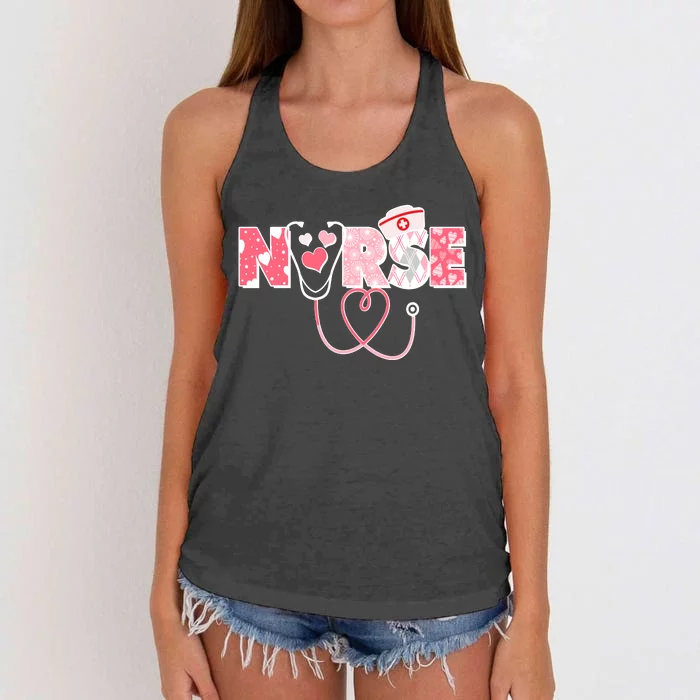 Valentine's Day Nurse Love Women's Knotted Racerback Tank