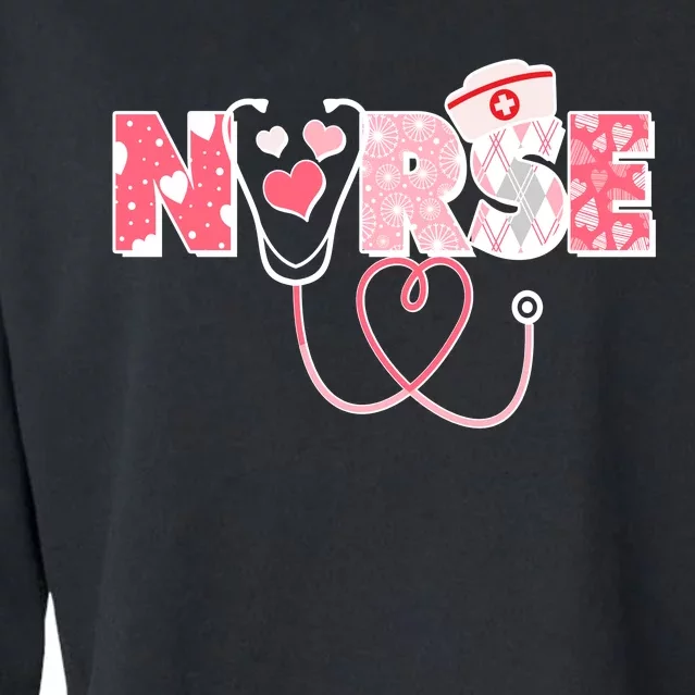 Valentine's Day Nurse Love Cropped Pullover Crew