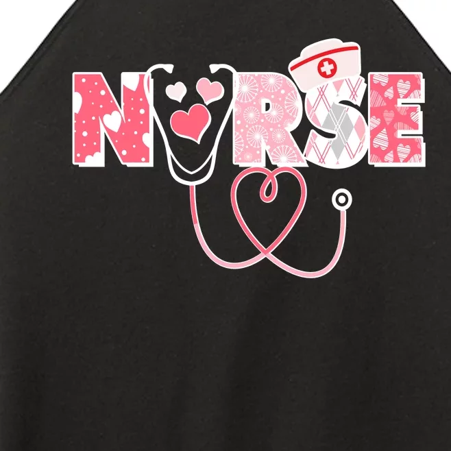 Valentine's Day Nurse Love Women’s Perfect Tri Rocker Tank