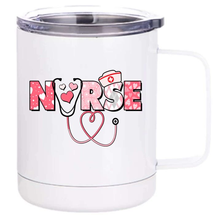 Valentine's Day Nurse Love Front & Back 12oz Stainless Steel Tumbler Cup