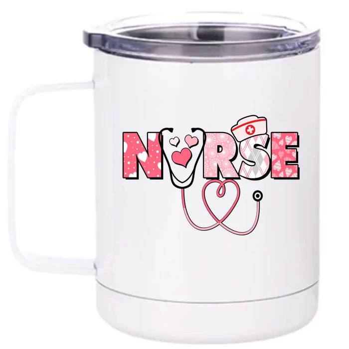 Valentine's Day Nurse Love Front & Back 12oz Stainless Steel Tumbler Cup