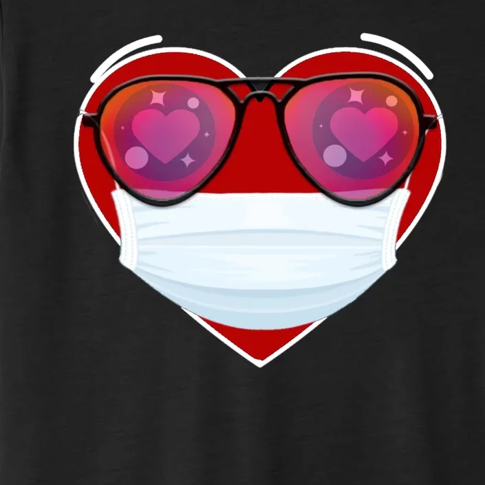 Valentines Day Quarantine Mask Heart ChromaSoft Performance T-Shirt