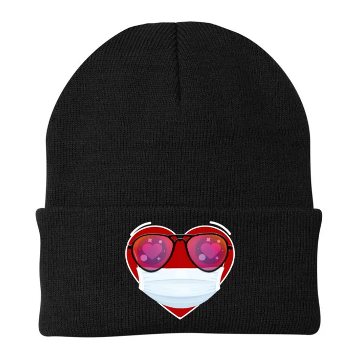 Valentines Day Quarantine Mask Heart Knit Cap Winter Beanie