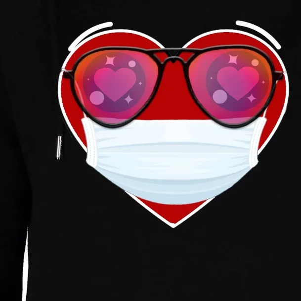 Valentines Day Quarantine Mask Heart Womens Funnel Neck Pullover Hood