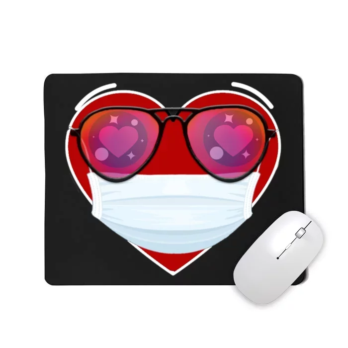 Valentines Day Quarantine Mask Heart Mousepad