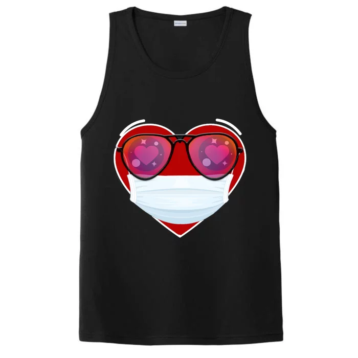 Valentines Day Quarantine Mask Heart Performance Tank