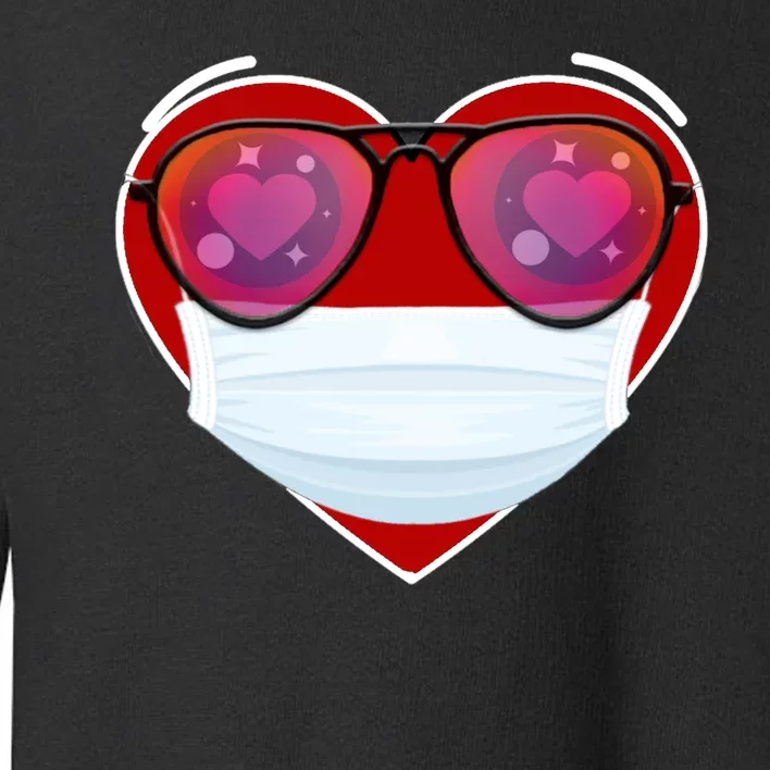 Valentines Day Quarantine Mask Heart Toddler Sweatshirt