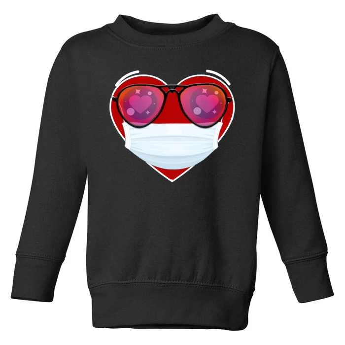 Valentines Day Quarantine Mask Heart Toddler Sweatshirt