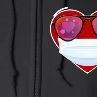 Valentines Day Quarantine Mask Heart Full Zip Hoodie