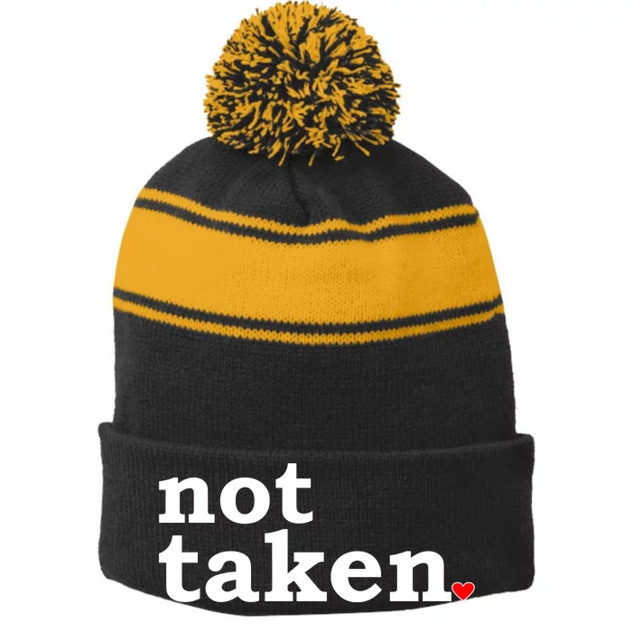 Valentine's Day Relationship Status Not Taken. Single Heart Stripe Pom Pom Beanie