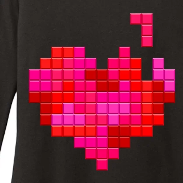 Valentine's Day Retro Video Game Heart Puzzle Womens CVC Long Sleeve Shirt