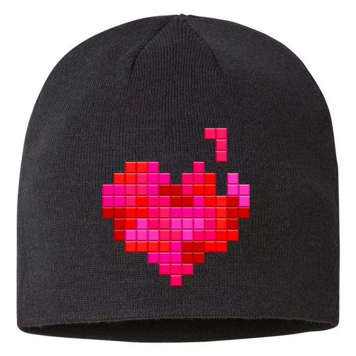 Valentine's Day Retro Video Game Heart Puzzle 8 1/2in Sustainable Knit Beanie