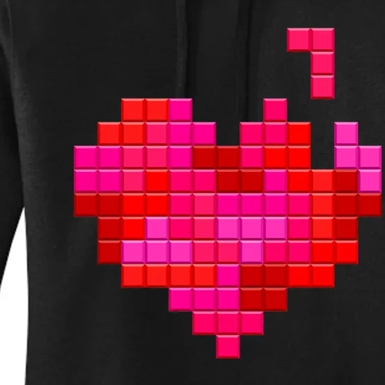 Valentine's Day Retro Video Game Heart Puzzle Women's Pullover Hoodie