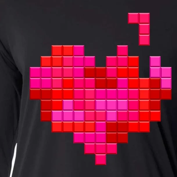 Valentine's Day Retro Video Game Heart Puzzle Cooling Performance Long Sleeve Crew