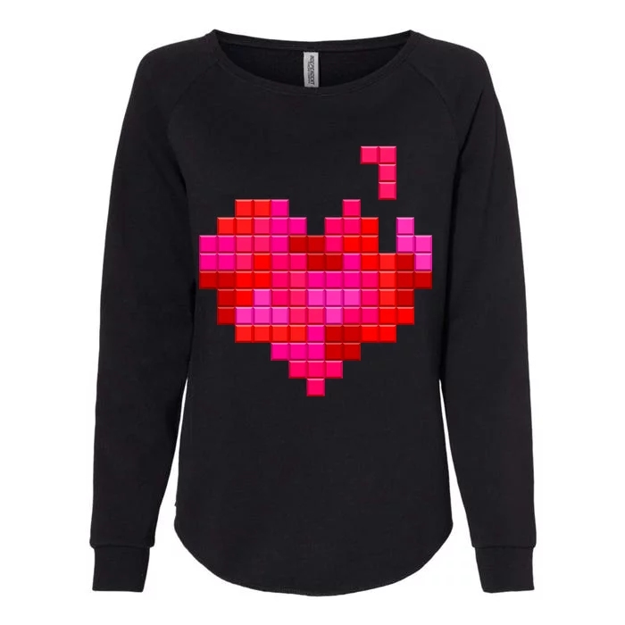 Valentine's Day Retro Video Game Heart Puzzle Womens California Wash Sweatshirt