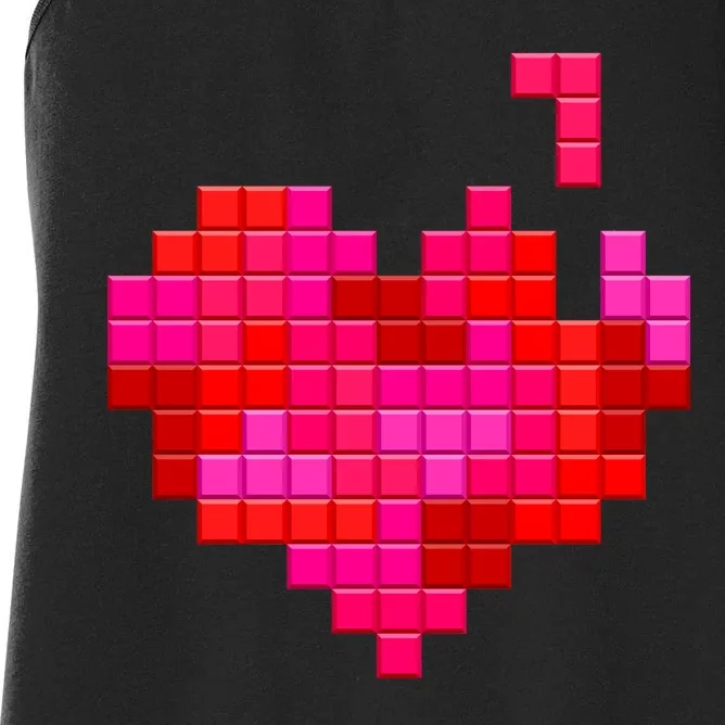 Valentine's Day Retro Video Game Heart Puzzle Women's Racerback Tank