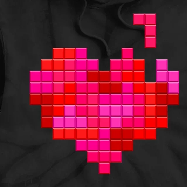 Valentine's Day Retro Video Game Heart Puzzle Tie Dye Hoodie