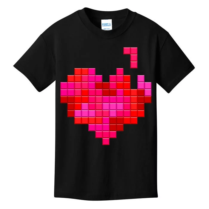 Valentine's Day Retro Video Game Heart Puzzle Kids T-Shirt