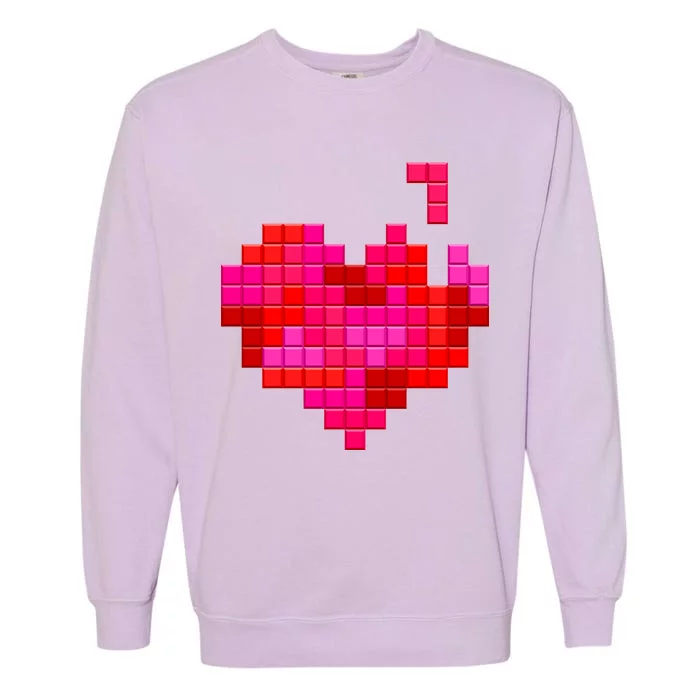 Valentine's Day Retro Video Game Heart Puzzle Garment-Dyed Sweatshirt