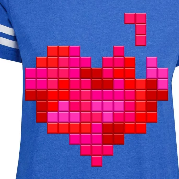 Valentine's Day Retro Video Game Heart Puzzle Enza Ladies Jersey Football T-Shirt