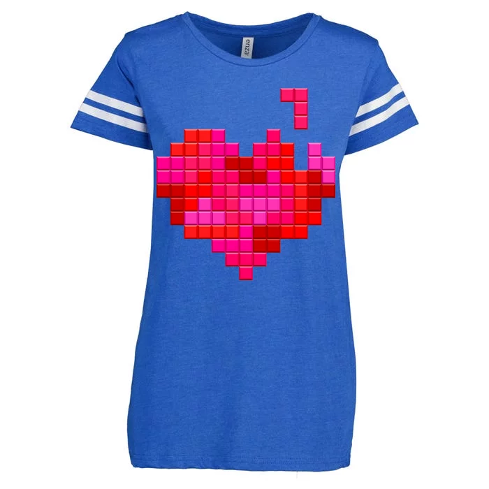 Valentine's Day Retro Video Game Heart Puzzle Enza Ladies Jersey Football T-Shirt