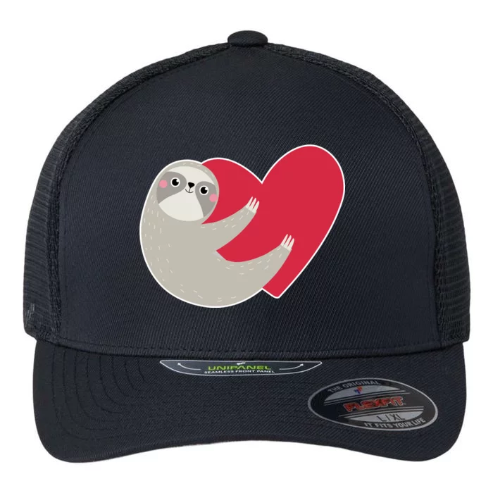 Valentines Day Sloth Heart Flexfit Unipanel Trucker Cap