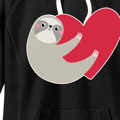 Valentines Day Sloth Heart Women's Fleece Hoodie