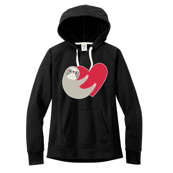 Valentines Day Sloth Heart Women's Fleece Hoodie