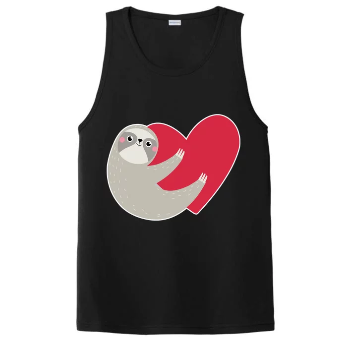 Valentines Day Sloth Heart Performance Tank