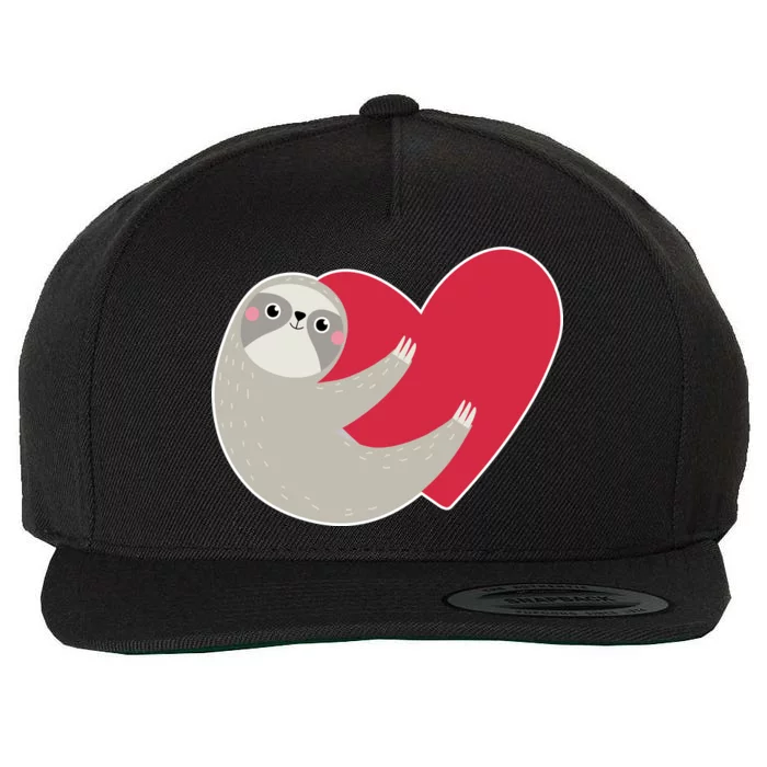 Valentines Day Sloth Heart Wool Snapback Cap