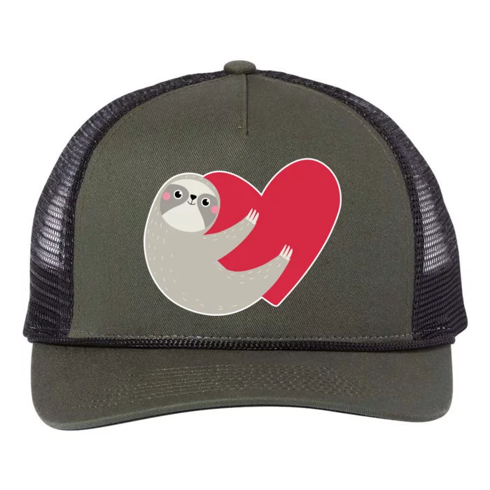 Valentines Day Sloth Heart Retro Rope Trucker Hat Cap