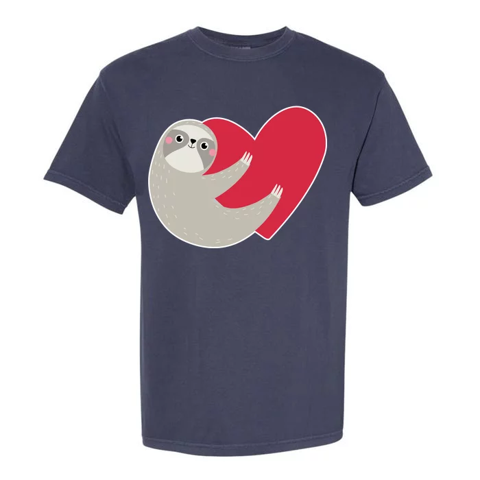 Valentines Day Sloth Heart Garment-Dyed Heavyweight T-Shirt