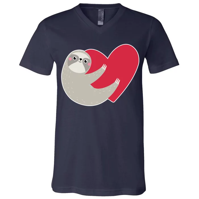 Valentines Day Sloth Heart V-Neck T-Shirt