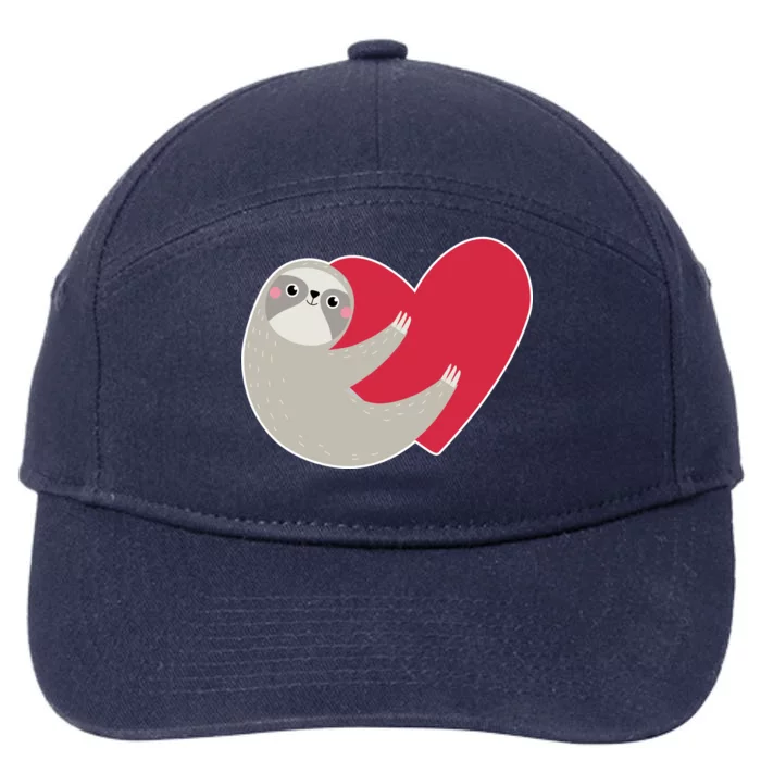 Valentines Day Sloth Heart 7-Panel Snapback Hat