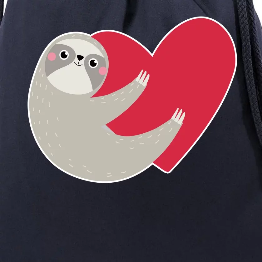 Valentines Day Sloth Heart Drawstring Bag