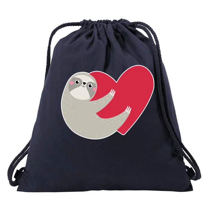 Valentines Day Sloth Heart Drawstring Bag