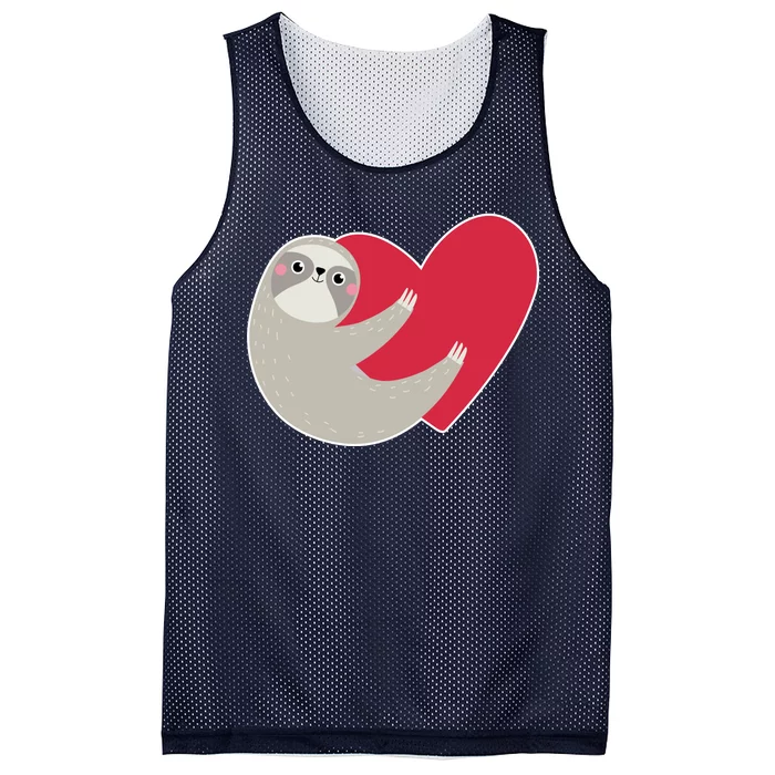 Valentines Day Sloth Heart Mesh Reversible Basketball Jersey Tank