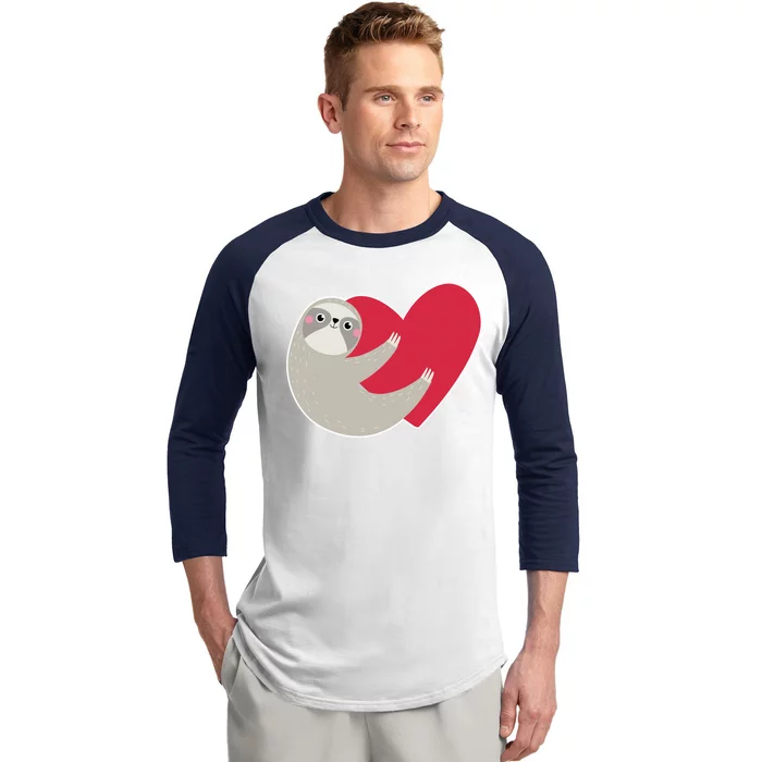 Valentines Day Sloth Heart Baseball Sleeve Shirt