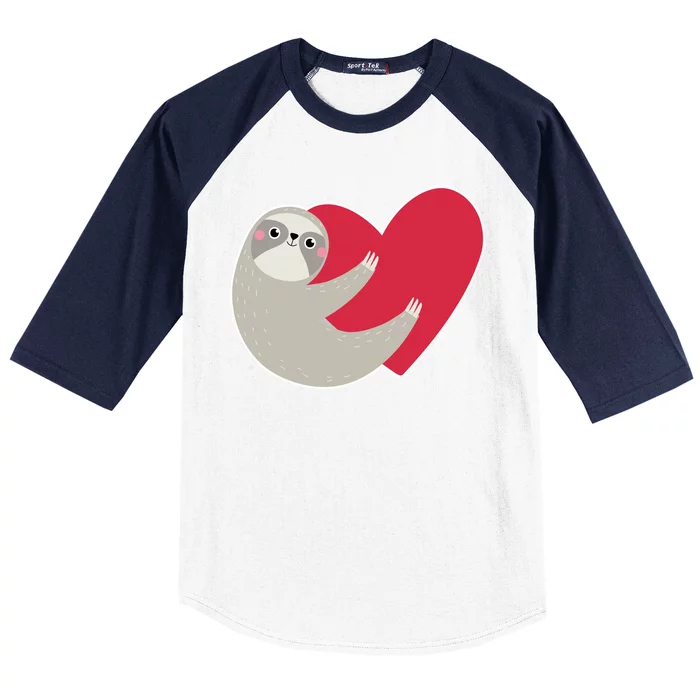 Valentines Day Sloth Heart Baseball Sleeve Shirt