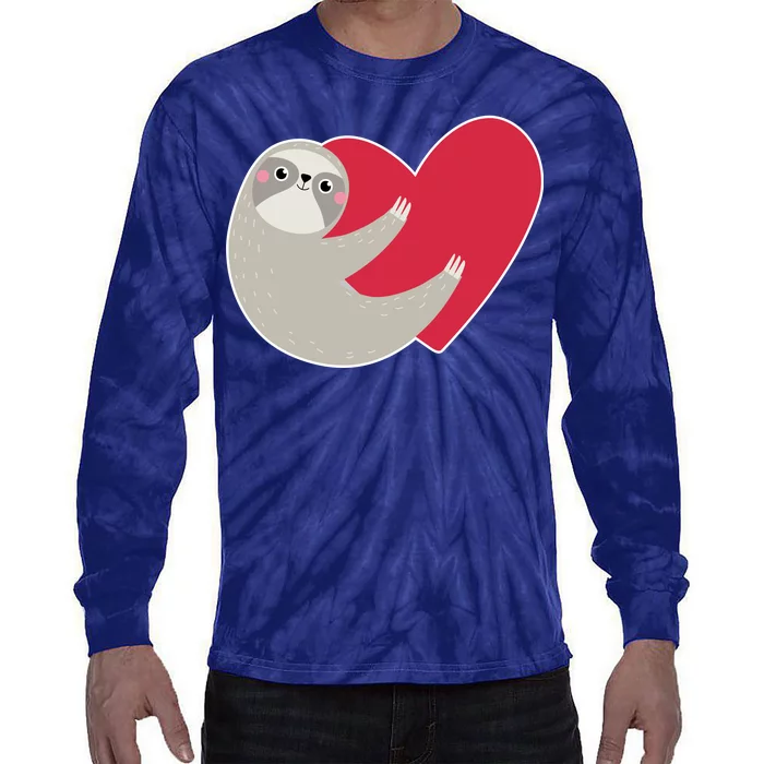 Valentines Day Sloth Heart Tie-Dye Long Sleeve Shirt