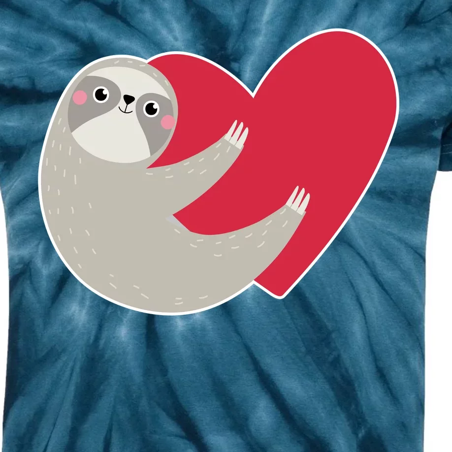 Valentines Day Sloth Heart Kids Tie-Dye T-Shirt