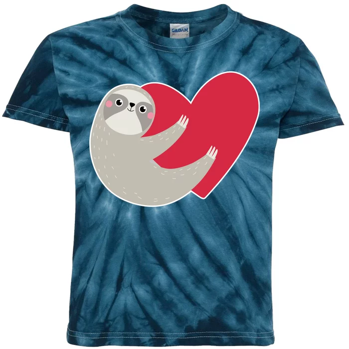 Valentines Day Sloth Heart Kids Tie-Dye T-Shirt