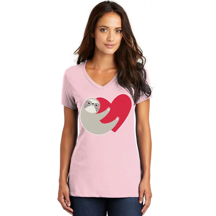 Valentines Day Sloth Heart Women's V-Neck T-Shirt