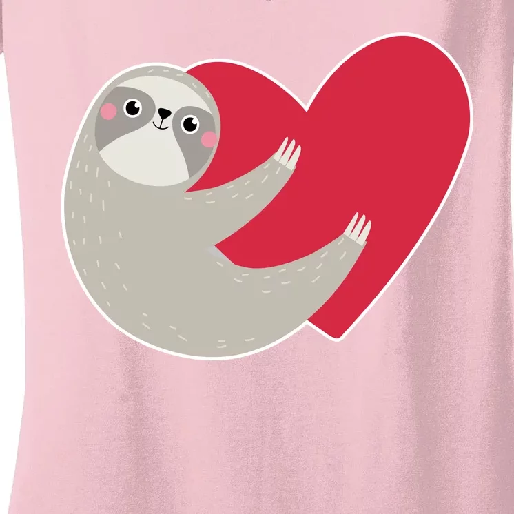 Valentines Day Sloth Heart Women's V-Neck T-Shirt