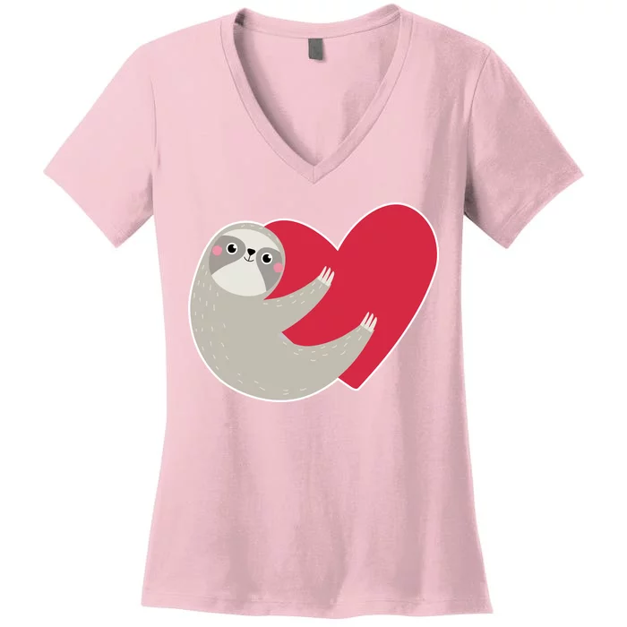 Valentines Day Sloth Heart Women's V-Neck T-Shirt