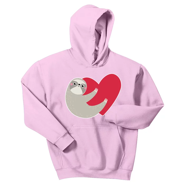 Valentines Day Sloth Heart Kids Hoodie