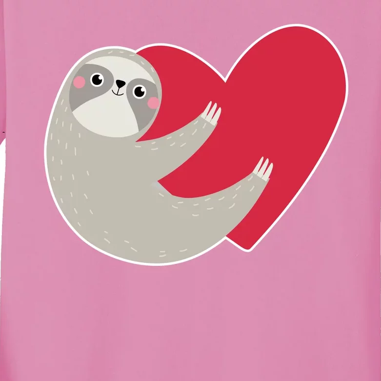 Valentines Day Sloth Heart Kids Long Sleeve Shirt