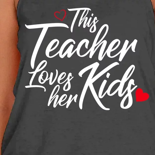 Valentine's Day This Teacher Loves Her Kids Women's Knotted Racerback Tank