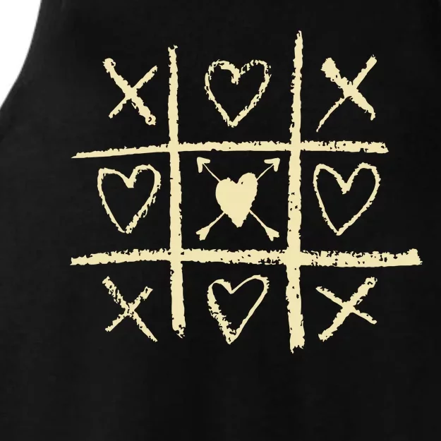 Valentine's Day Tic Tac Toe Love Hearts Ladies Tri-Blend Wicking Tank